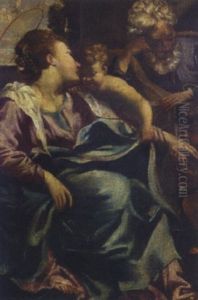 The Holy Family With Saint John The Baptist by Pietro Faccini