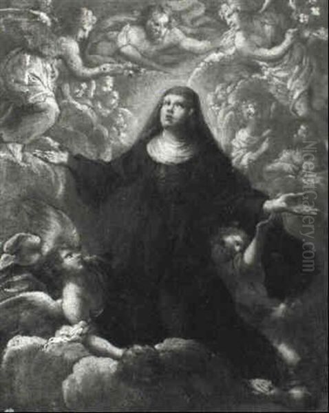 Benedictine Nun Born Aloft By Angels - view 1