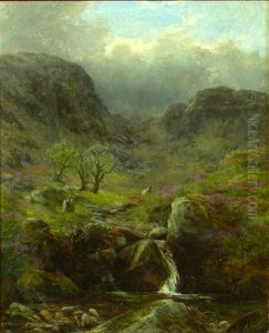Sheep Above A Highland Brook by James Faed the Younger
