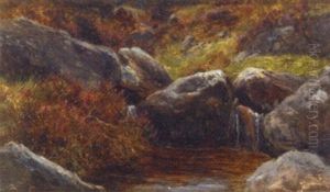 Rocks And Heather by James Faed the Younger