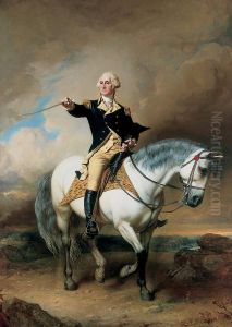 Portrait Of George Washington Taking The Salute At Trenton