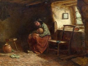 Interior With Mother And Child by Thomas Faed