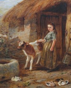 Yound Girl With Pet Calf by Thomas Faed