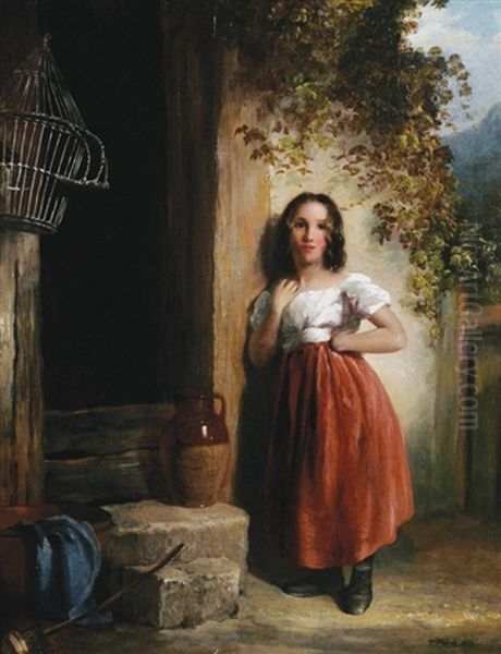 Girl By A Cottage - view 1