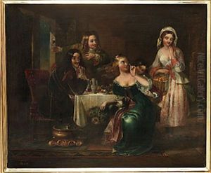 Interior Med Festande Sallskap by Thomas Faed