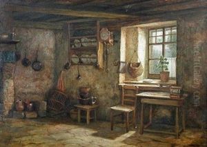 Cottage Interior by Thomas Faed