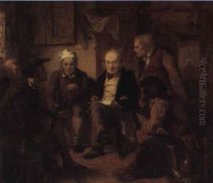A Domestic Meeting Of Villagers (the Village Politicians?) by Thomas Faed