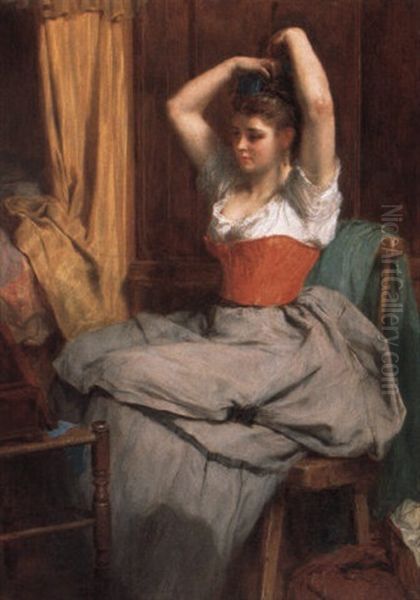 Morning Girl Doing Her Hair - view 1
