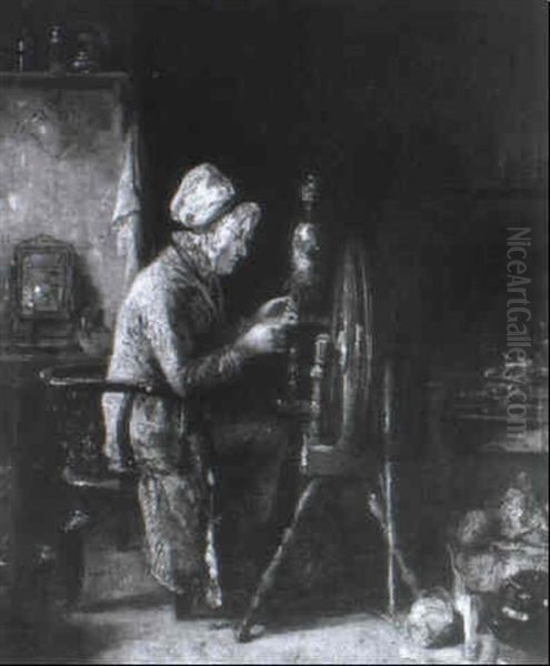 An Old Lady Spinning - view 1