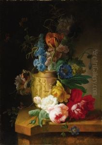 Floral Still Life (+ Another; Pair) by Pieter Faes