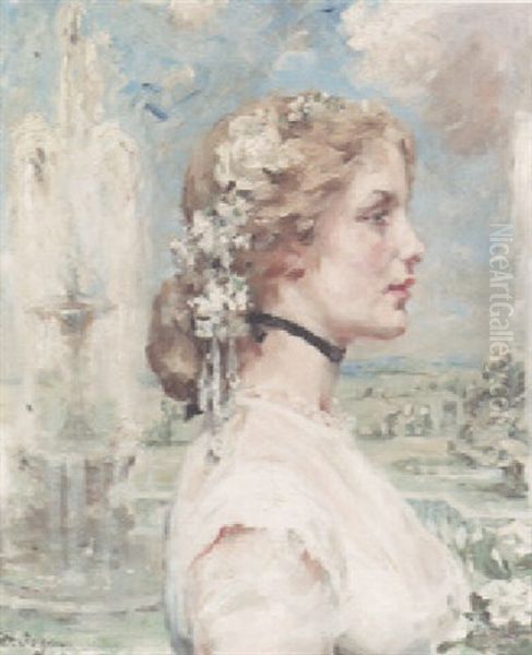 Young Lady In A Garden - view 1
