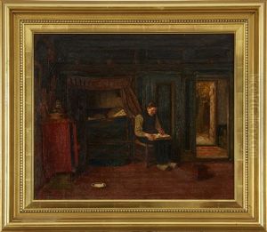 Interior Med Lasande Man by Ferdinand Fagerlin