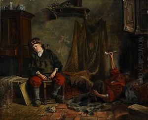Interior Med Fiskargossar by Ferdinand Fagerlin