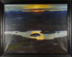Solnedgang Over Fjallsjo by Johan Elias, Elis Aslund