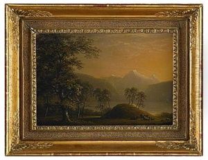 Solbelyst Fjordlandskap Med Kreatur by Carl Johan Fahlcrantz