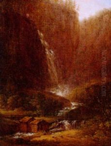 Landskap Med Vattenfall by Carl Johan Fahlcrantz