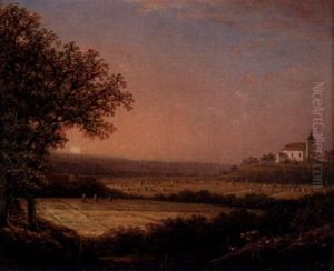 Svenskt Sommarlandskap Med Kyrka I Morgonsol Svenskt Sommarlandskap Med Kyrka I Morgonsol