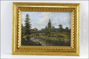 Nainen Sillalla (kvinna Pa Bron) by Karl August Fahlgren