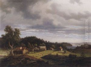 Gard I Sol - Landskapsvy by Karl August Fahlgren