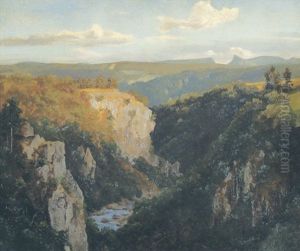 Tiefe Schlucht Mit Fluslauf