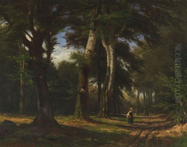Waldweg Mit Personen - view 1