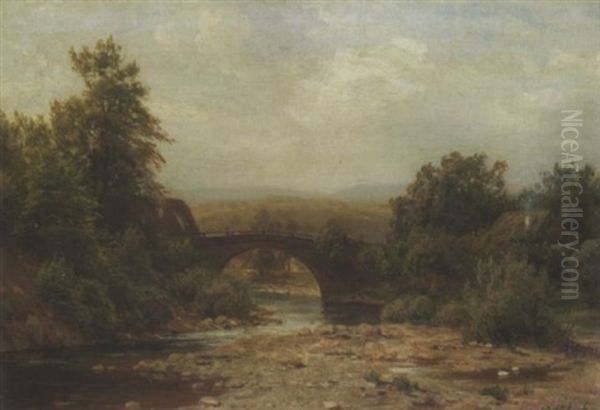 Flusslandschaft Mit Steinbrucke - view 1