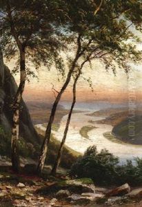 Blick Vom Siebengebirge Auf Den Rhein Mit Der Insel Nonnenwerth