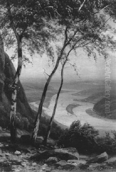 Rheinlandschaft. Blick Vom Drachenfels Auf Nonnenwerth Und Den Rolandsbogen - view 1
