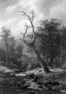 Lichtdurchflutete Waldlandschaft Mit Bachlauf by Carl Ludwig Fahrbach