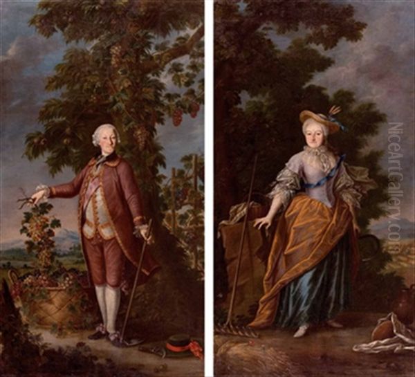 Ganzfigur Der Grafin Josephine Von Pachta, Dargestellt Als Allegorie Des Sommers (+ Ganzfigur Des Grafen Johann Joseph Philipp Pachta Von Rayhofen, Dargestellt Als Allegorie Des Herbstes; Pair) - view 1
