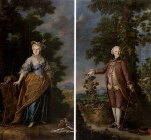 Ganzfigur Von Grafin Josephine Von Pachta (+ Ganzfigur Von Graf Johann Joseph Philipp Pachta Von Rayhofen; Pair) by Franz Fahrenschon