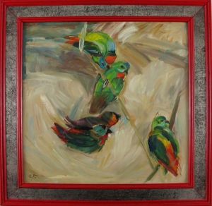Kleine Papageien by Carl Fahringer