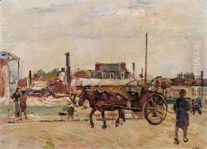 Strasenszene Mit Pferdekutsche by Carl Fahringer