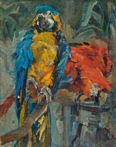 Papageien Im Gehege by Carl Fahringer