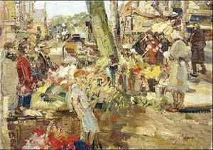 Blumenmarkt In Alkmaar/holland by Carl Fahringer