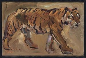 Schreitender Tiger by Carl Fahringer