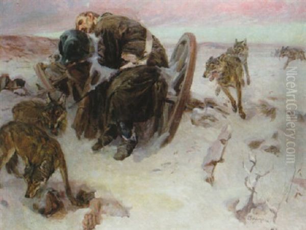 Soldat Och Vargflock, Vinter - view 1
