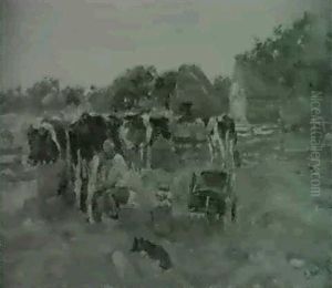 Kuhe Auf Der Weide by Carl Fahringer