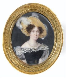 Portrait De Femme Au Chapeau Jaune Et Au Collier De Perles by Guglielmo Faija