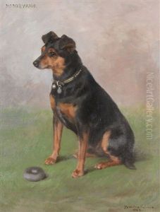 Seated Manchester Terrier With A Toy by Frances C. Fairman