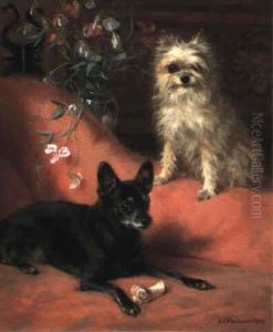 An English Toy Terrier And An Affenpincher by Frances C. Fairman