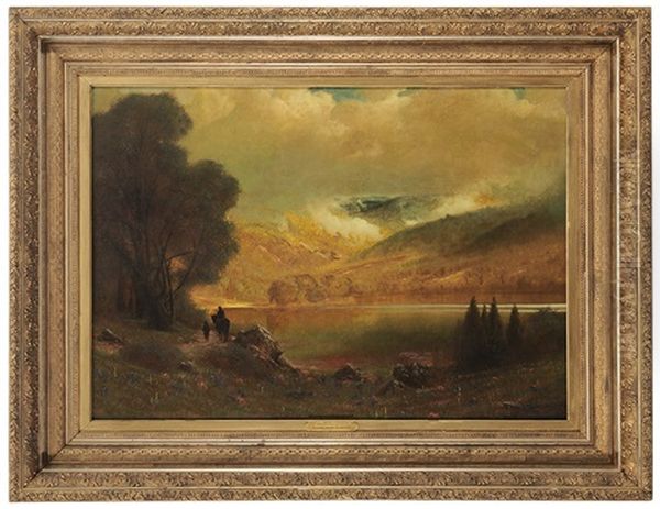 Rider By A Mountain Lake - view 1