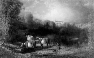 Cows Watering/an English Landscape by James Fairman
