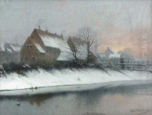Ansicht Einer Norddeutschen Stadt Im Winter. by Anton Asmussen