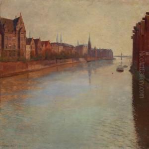Canal Scape From An European City by Christian Asmussen
