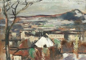 Salzburg Vom Monchsberg Gegen Heuberg, Im Spatwinter by Anton Faistauer