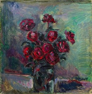 Blumenstillleben (hochzeitrosen) by Anton Faistauer