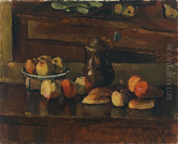 Obststilleben Mit Kanne, Vor Kommode - view 1