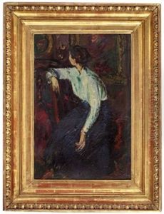 Sitzende Frau In Weiser Bluse Mit Abgewendetem Kopf (study) by Anton Faistauer