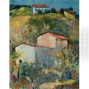 Hauser Am Hang-houses On A Slope by Anton Faistauer